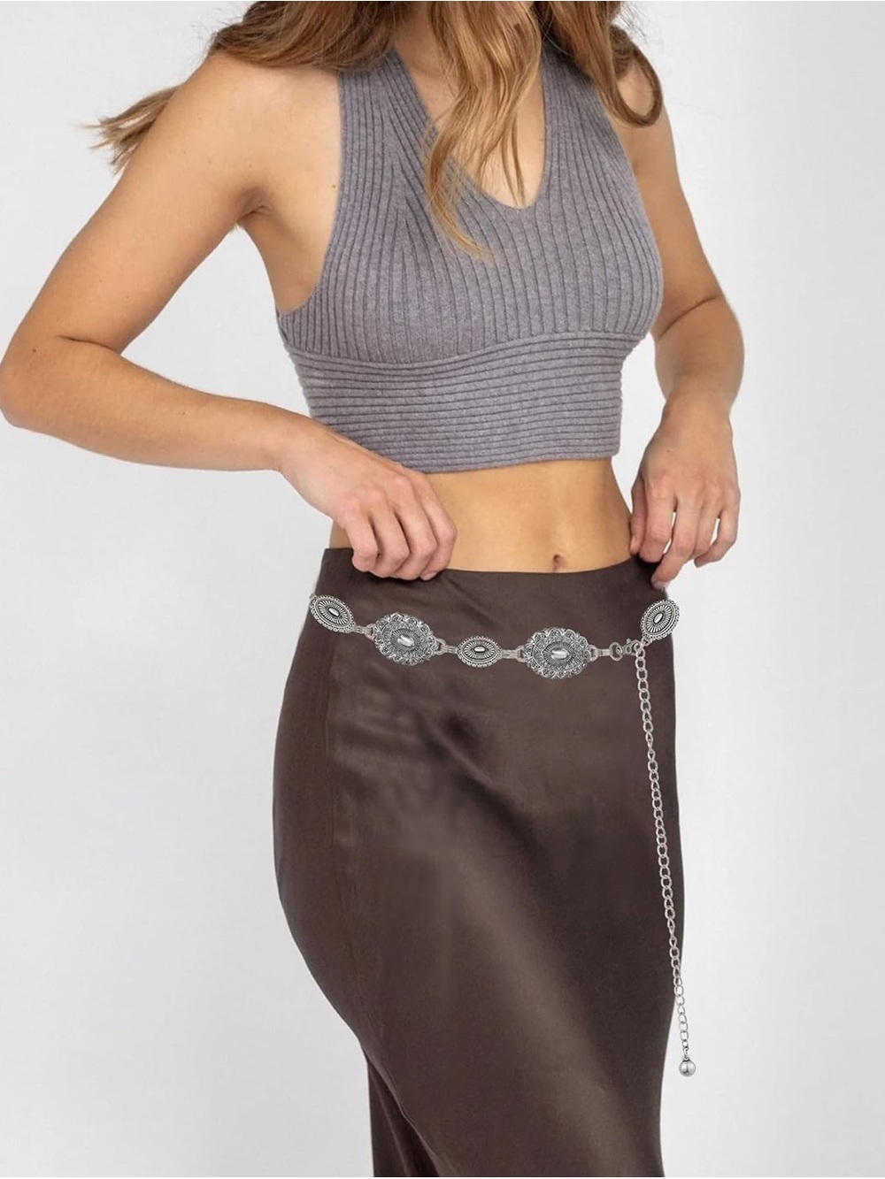 Western Bohemian Silver Concho Link Belt - Picture 5 of 5